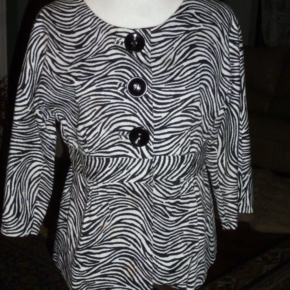 Edward EXQUISITE TAILORED 3 BIG BUTTON Zebra print fitted jacket Sz M - Picture 1 of 10